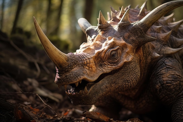 CloseUp of Triceratops Natural light Generative AI