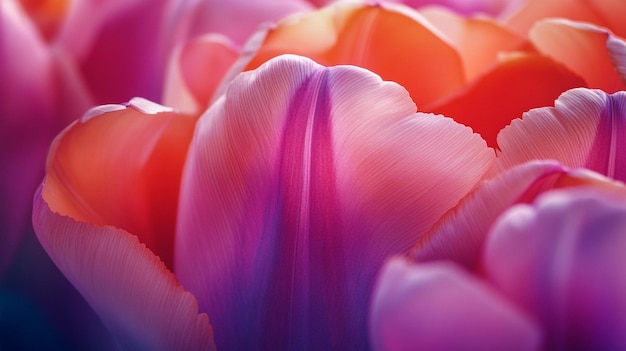 CloseUp Tulip Petals in Vibrant Pink Bouquet