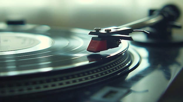 Closeup of a Turntable Needle on a Vinyl Record