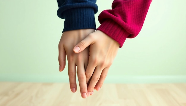 CloseUp of Two Hands Holding Each Other in Gentle Touch