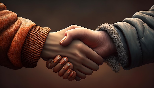 Closeup of two people shaking hands