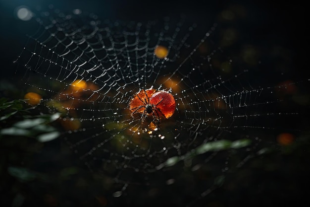 Closeup ultra realistic and detailed Spider web ai generative