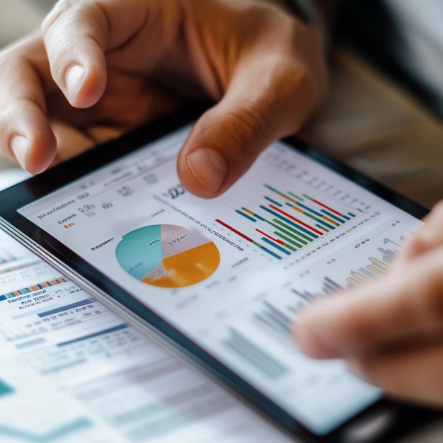 Photo a closeup of a user reviewing a portfolio performance summary with details on various financial ins