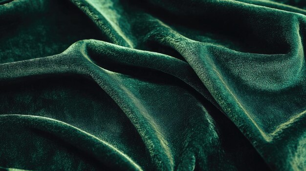 Photo a closeup of a velvety emerald green fabric with light and shadows playing across its plush surface