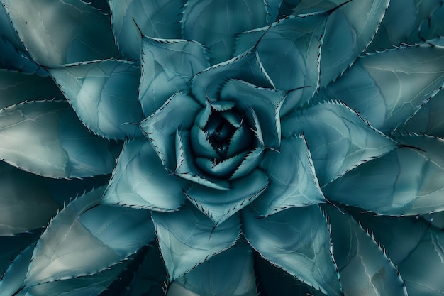 Closeup of a vibrant blue agave plant