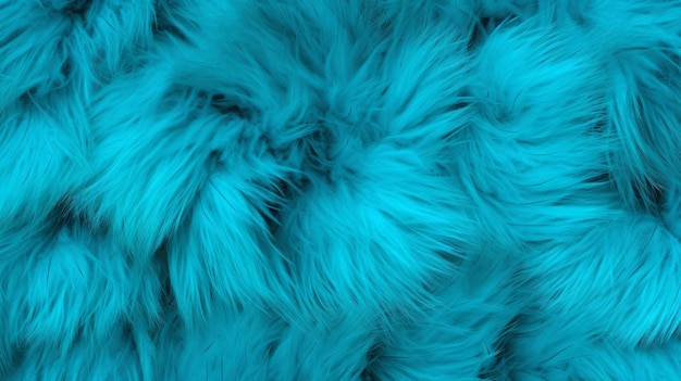 Closeup of a vibrant blue fur texture with various shades of turquoise Dyed animal fur Concept is Softness Comfort and Luxury Can be used as Background Fashion Textile Interior Design