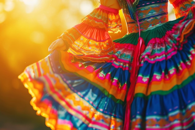 Closeup of vibrant colorful traditional mexican dress Generative AI