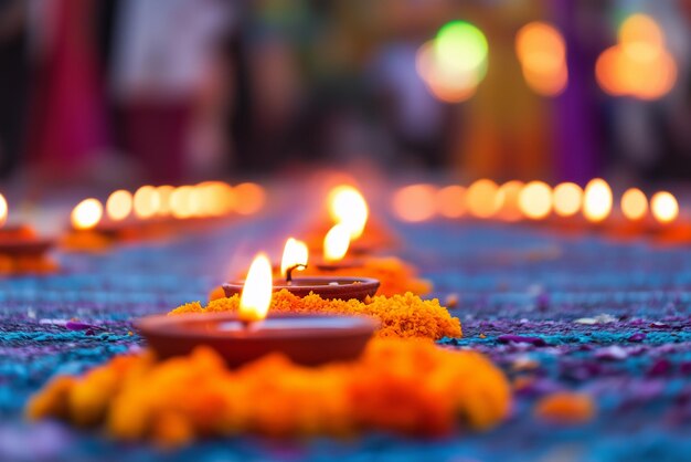 Photo closeup of vibrant diwali decorations