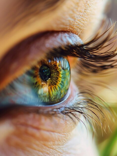 CloseUp of Vibrant Green Eye with Long Eyelashes