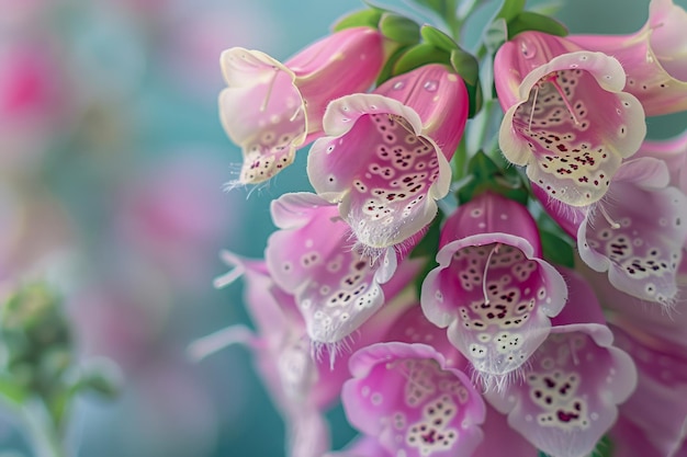 Closeup of Vibrant Pink Foxglove Flowers with Soft Bokeh Background for Spring Garden Themes