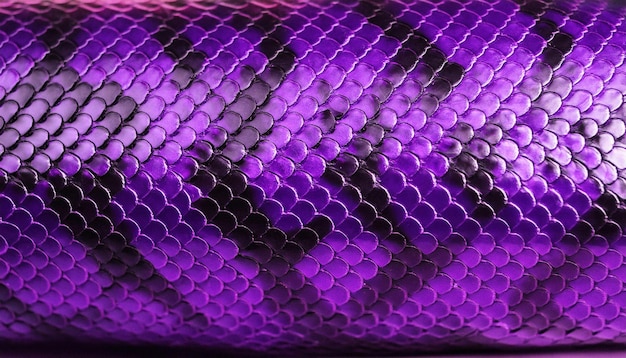 A closeup of a vibrant purple snake skin texture with a mesh of violet magenta and purple