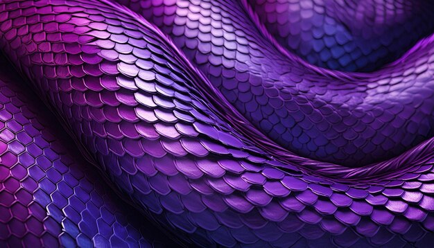 A closeup of a vibrant purple snake skin texture with a mesh of violet magenta and purple