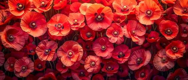 Closeup of vibrant red poppy flowers Ideal for design wallpaper art and creative projects