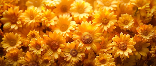 Closeup of vibrant yellow sunflowers