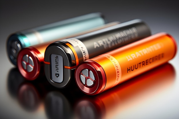 CloseUp View of AA Batteries Positioned Side by Side Power in Compact Form