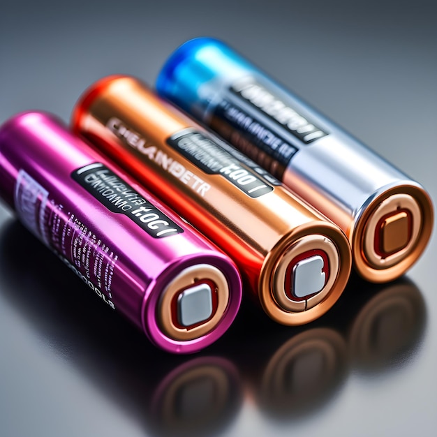 CloseUp View of AA Batteries Positioned Side by Side Power in Compact Form