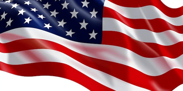 Closeup view of American flag fluttering in the wind Patriotic symbolism