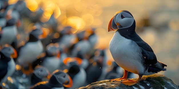 Closeup View of an Atlantic Puffin Also Known as a Common Puffin Showing its Vibrant Orange Beak Concept Birdwatching Puffins Closeup Photography Wildlife Photography Nature Portraits