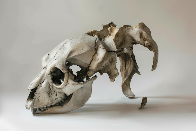 A closeup view of a bear skull rendered in a contemporary style resting on a white background A contemporary representation of a bear skull with a modern twist