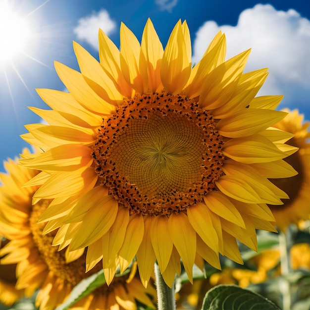 Closeup view Of a Beautiful Sunflower in the field