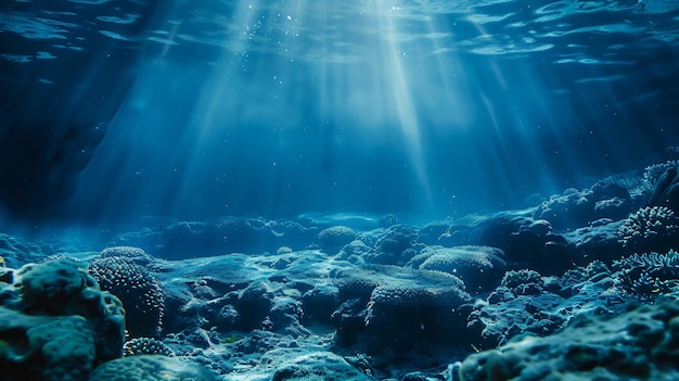 Closeup view of the beautiful underwater landscape with various corals