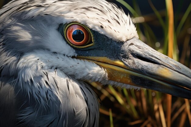 A closeup view of a bird with striking red eyes This image can be used to depict the beauty and intensity of nature