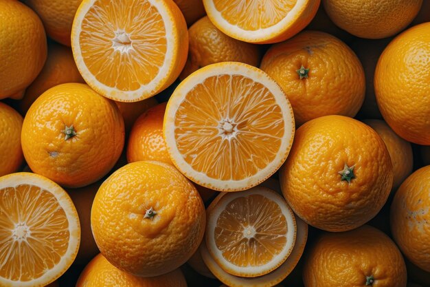 A CloseUp View of a Bunch of Freshly Sliced Oranges