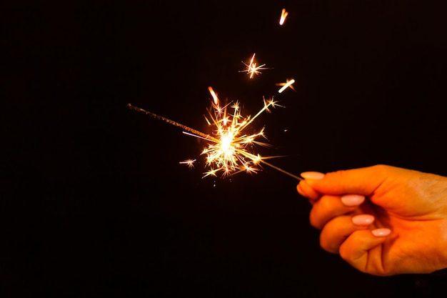 closeup view of burning sparkler