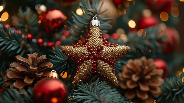 A closeup view of a Christmas tree