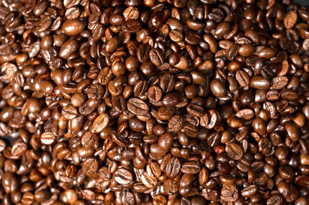 Closeup view of coffee beans for background