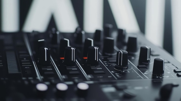 Photo a closeup view of a dj mixer in a studio setting ideal for music production