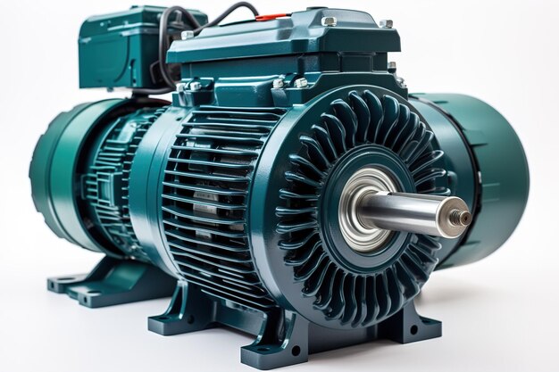 Photo a closeup view of an electric motors power on white or png transparent background