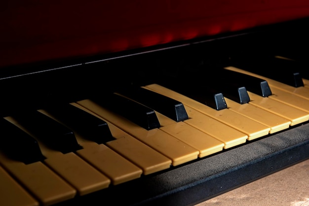 Closeup view of an electronic piano keyboard