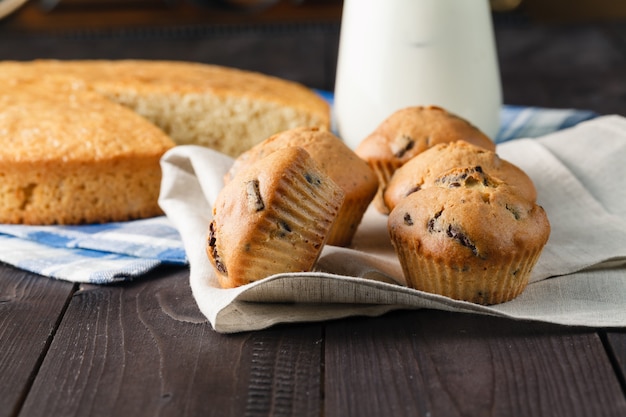 Closeup view of fresh made muffins