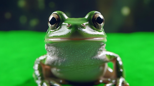 A CloseUp View of a Green Tree Frog on a Lush Green Background