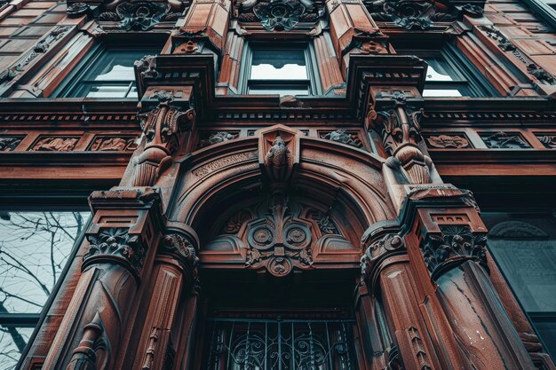 Photo a closeup view of a historic buildings ornate facade with intricate architectural details a historic building with intricate architectural details