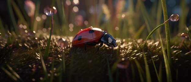 A closeup view of a ladybug Generative AI