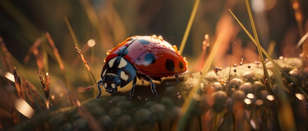 A closeup view of a ladybug Generative AI