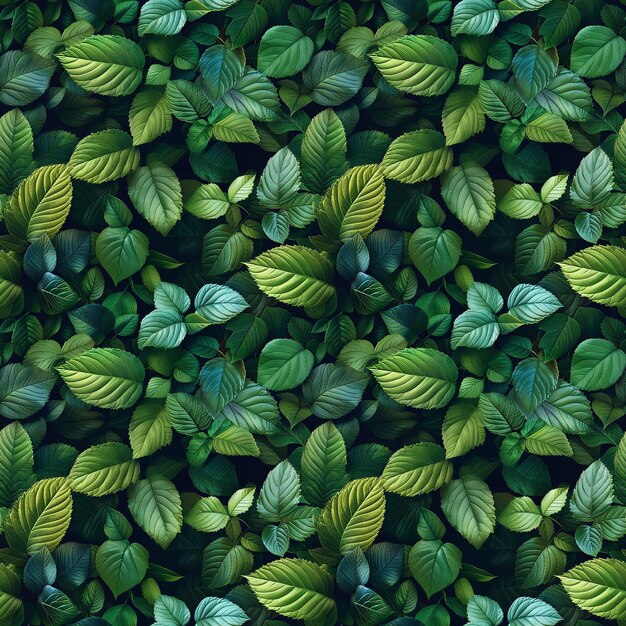 Closeup view of lush green leaves in a summer forest