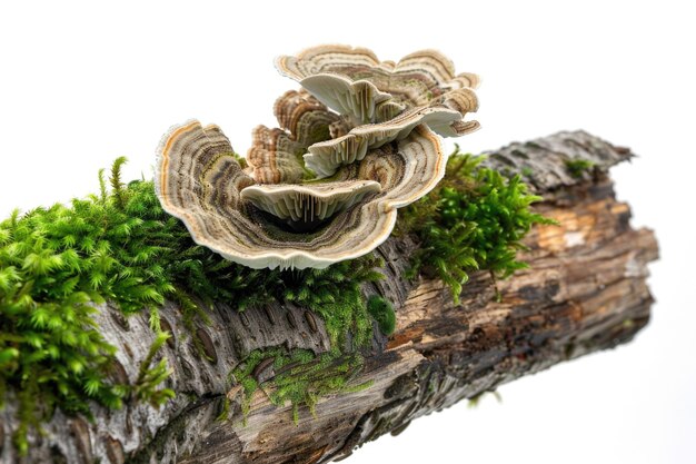 A closeup view of a mushroom growing on a tree branch