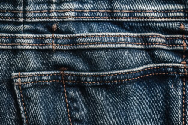 Closeup view of a pair of blue jeans with a wornout texture