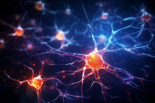 CloseUp View of Signaling Neuron Cells AI