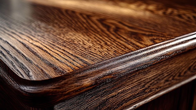 Closeup View of a Smooth Richly Colored Wooden Surface with Detailed Grain Patterns