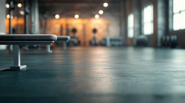 Photo a closeup view of a spacious gym environment with various fitness equipment in focus