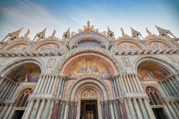 Closeup view of St Mark39s Basilica in Venice