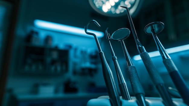 CloseUp View of Sterilized Dental Instruments in a Modern Dentists Office