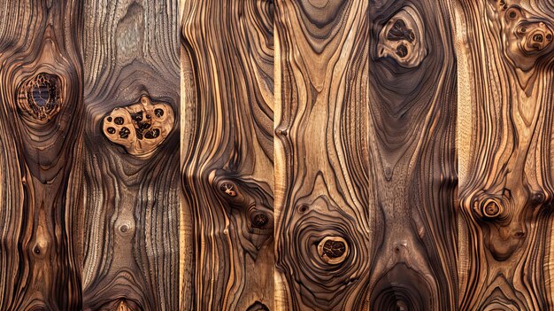 Photo closeup view of walnut wood showcasing the natural grain and texture with no additional decorations