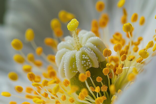 CloseUp View of a White Flowers Stamen and Anthers