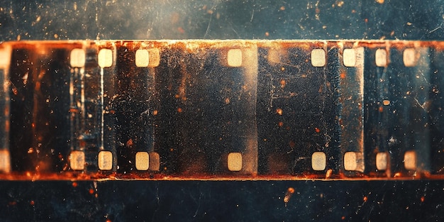 CloseUp of Vintage Film Strip with Scratches and Light Leak