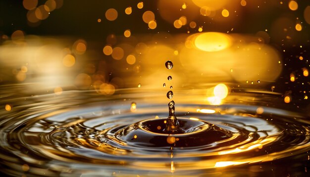 Closeup of a water drop splash in in a pond Macro shot blue and gray tones surface tension nature